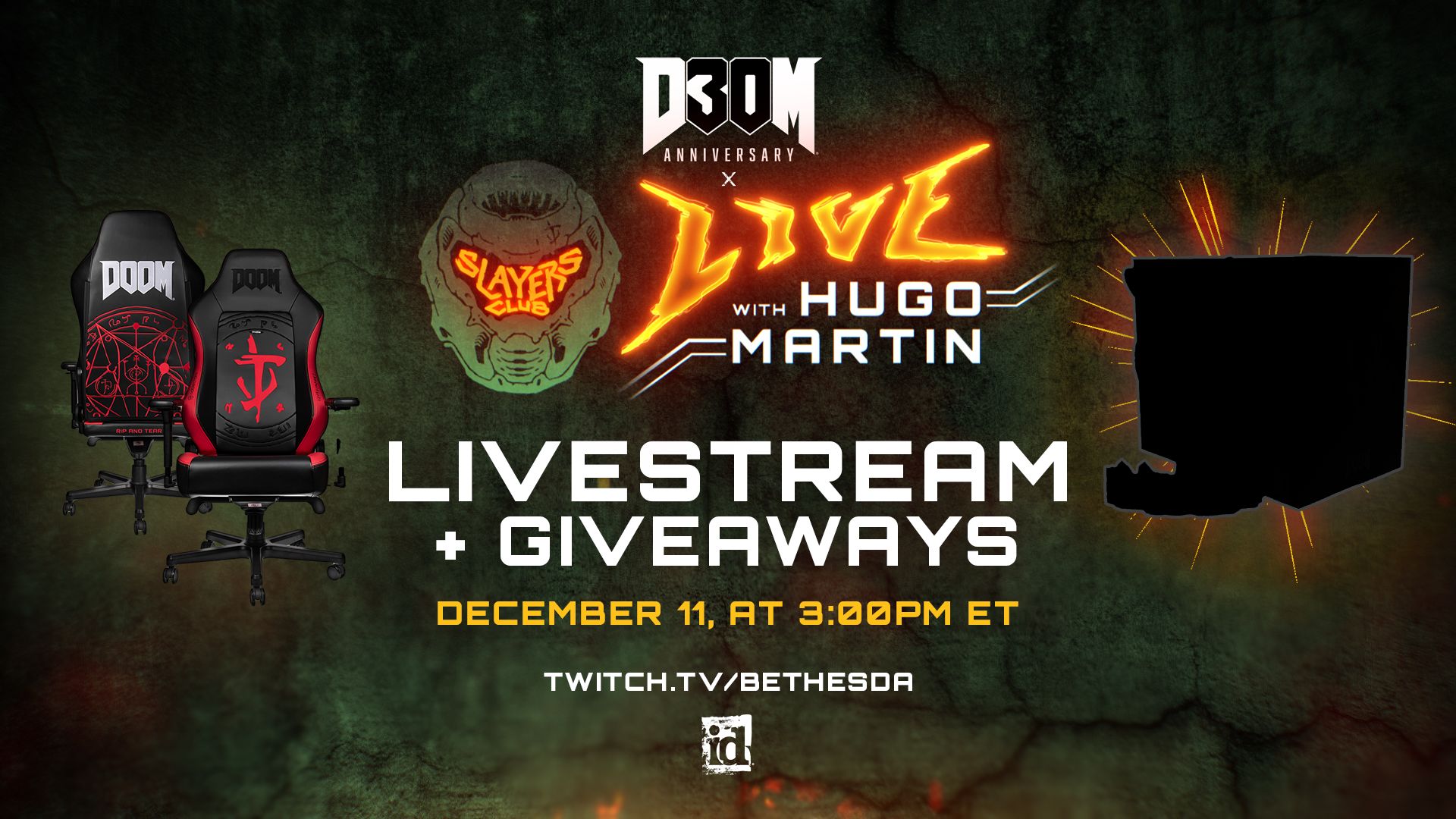 Tune into the DOOM 30th Anniversary stream December 11 at 3:00pm ET on twitch.tv/bethesda